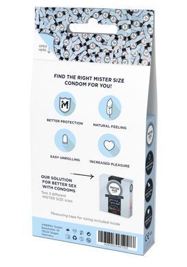 Набор презервативов Mister Size test-set 53&ndash;57&ndash;60, 3 размера + линейка, толщина 0,05 мм