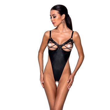 Боди из экокожи Passion CELIN BODY S/M, black, с доступом, открытый