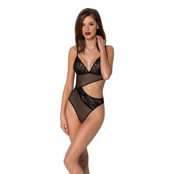 Боди с ажурным лифом Passion CHRISTA BODY S/M, black, Черный
