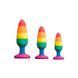 Силиконовая анальная пробка Wooomy Hiperloo Silicone Rainbow Plug M, диаметр 2,9 см, длина 11 см, Радуга