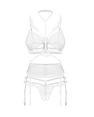 Комплект Obsessive Premisis White 3-pcs crotchless set S/M