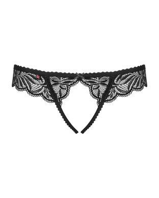 Кружевные танга с доступом Obsessive Contica crothchles thong S/M, черные