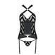 Сетчатый комплект с узором: корсет с халтером, подвязки, трусики Hima Corset black L/XL - Passion