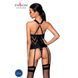 Сетчатый комплект с узором: корсет с халтером, подвязки, трусики Hima Corset black L/XL - Passion