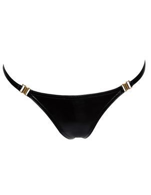 Трусики с мокрым эффектом Noir Handmade P008 Powerwetlook panty with gold clasp, L, на застежках