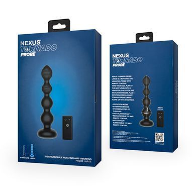 Анальный виброротатор Nexus Tornado Probe Edition Large, диаметр 4,5 см, вибрация + ротация, пульт ДУ
